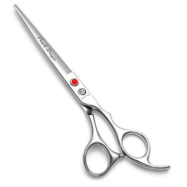 Imagem de Tesouras de corte de cabelo de salão com borda afiada (17,8 cm/12,7 cm/14,9 cm/15,2 cm/16,5 cm/17,8 cm/19,0 cm/20,3 cm/22,8 cm/25,4 cm – Tesoura de cuidados para animais de estimação/cachorro com bolsa – perfeita para barbeiro ou tosador de estimação (17,8 cm)