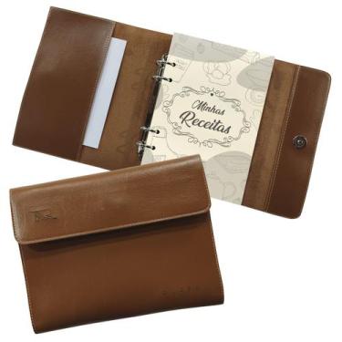 Imagem de Agenda Minhas Receitas 162-R Personalizada Raffai Couros, Caramelo