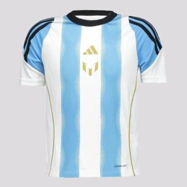 Imagem de Camiseta Adidas Messi Treino Juvenil Azul e Branca-Unissex