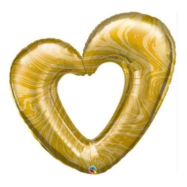 Imagem de Balão de Festa Microfoil 42" 106cm - Coração de Mármore Ouro - 1 unida