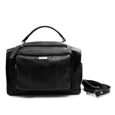 Imagem de Bolsa de couro feminina tiracolo preto Ana - Lançamento