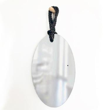Imagem de Espelho Decorativo Hole Alça Sisal Preta 60x40 cm Oval - e2g Design
