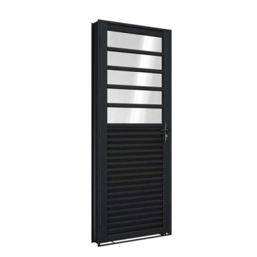 Imagem de Porta de Giro de Aço com Travessa 215 x 85 x 6,5 cm Preto Esquerda Rio