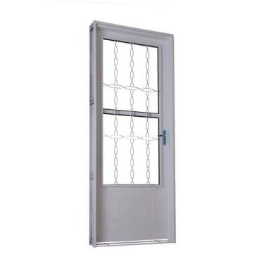 Imagem de Porta de Giro em Aço 215 x 85 x 12 cm Postigo Direita Grade Elo Branco