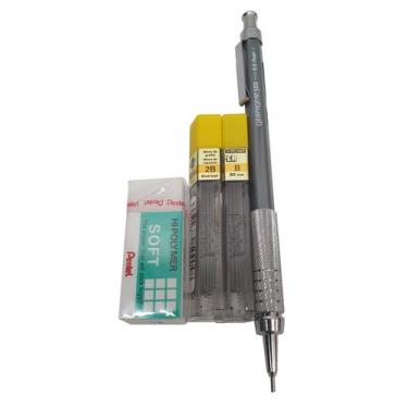 Imagem de Kit Lapiseira Graphgear 500 0.9 + Grafite B e 2B + Borracha - Pentel