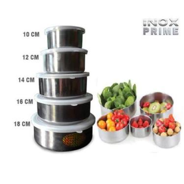 Imagem de Conjunto Aço Inox 5 Peças Tigelas Inox  Potes c/ Tampa - Soft