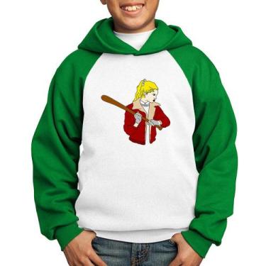 Imagem de Moletom Infantil Baseball Girl - Foca na Moda, Branco, Verde, 2