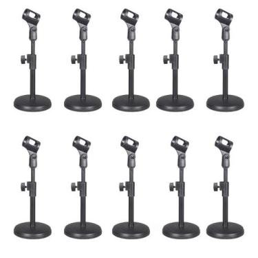 Imagem de 10x Suporte Pedestal Estante Mesa Base Tripé P/ Microfones - S.A Music