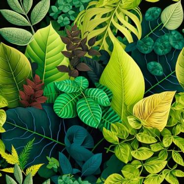 Imagem de VistaPalette Folha verde plantas tropicais selva botânica amarelo/azul descascar e colar papel de parede decoração de parede autoadesivo papel de parede adesivo em contato fácil de retirar contato