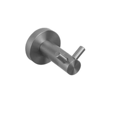 Imagem de Conjunto de acessórios para banheiro cinza Kit de acessórios de aço inoxidável Suporte de parede redondo Barra de mão Suporte de rolo de papel higiênico Gancho de toalha de roupão, gancho duplo