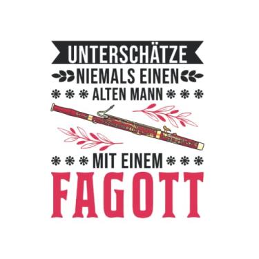 Imagem de Fagott Notizbuch: Fagott Alter Mann Fagottist Opa Fagottspieler / 6x9 Zoll / 120 karierte Seiten Seiten