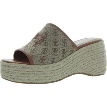 Imagem de GUESS Sandália anabela Zakki feminina, Patente marrom médio, 37