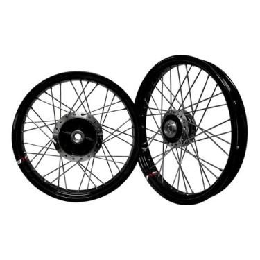 Imagem de Par de Rodas Aro Alumínio Preto Viper Vpr Titan Fan 150 160 Freio a Disco Raio 4mm