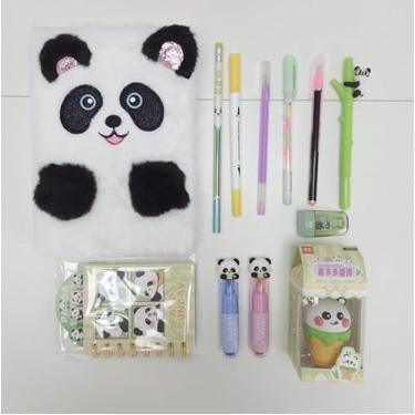 Imagem de Kit 12 Itens Papelaria Fofa Panda e Kawaii com Caixa de Presente Planeta Kawaii, Presente Criativo para Menina, Aniversário, Dia das Crianças, Natal, Material Escolar, Artes
