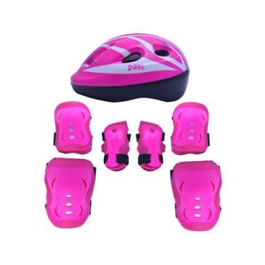 Imagem de Kit de Proteção Esportes Radicais Infantil Capacete Joelheira Cotovele