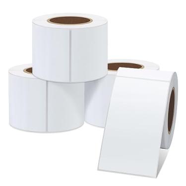 Imagem de Hybsk Etiquetas térmicas diretas de 5,7 x 10 cm para códigos de barras, endereço, compatíveis com impressora de etiquetas Rollo e impressoras de mesa Zebra (5,7 x 10 cm, 4 rolos brancos)