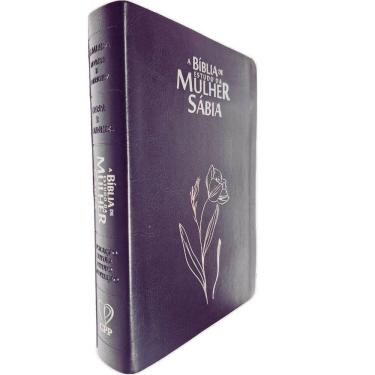 Imagem de A Bíblia de Estudo da Mulher Sábia ARC Full Color C/ Harpa Avivada e Corinhos Capa PU Luxo Magnólia Preta
