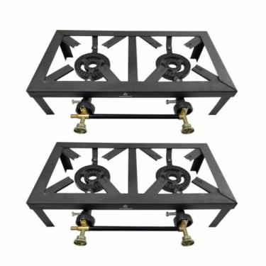Imagem de Kit 2 Fogareiro 2 bocas Aço Galvanizado Caminhão Camping - PC Cozinhas
