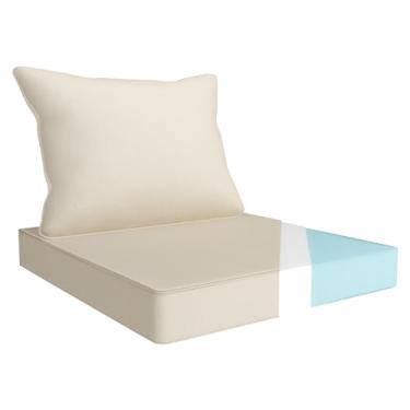 Imagem de YIJIAN HOME Conjunto de almofadas para assento externo 55 x 55 cm, à prova d'água, resistente ao desbotamento, almofadas para móveis de pátio com alça e alças ajustáveis para assento de vime e sofá