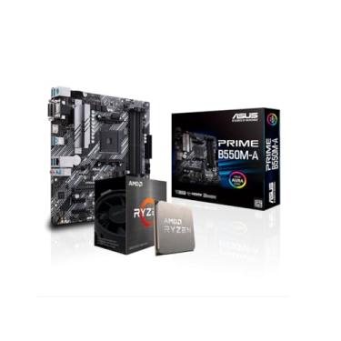 Imagem de Kit Upgrade AMD Ryzen 5 5500, Placa Mãe Asus Prime B550M-A