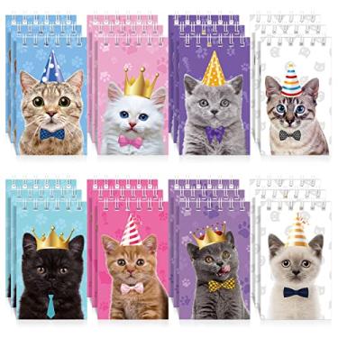 Imagem de Mini bloco de notas com 24 peças de gato fofo com bolso espiral pequeno para gatos, cadernos pequenos espirais em espiral para gatos, lembrancinhas de festa para meninos e meninas, festa de aniversário, sala de aula, escritório, escola, sacolas de presente