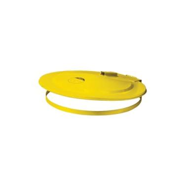 Imagem de Justrite Tampa de tambor de aço com fecho automático 26751 com elo fusível, amarela, para tambores de 200 litros