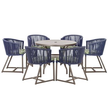 Imagem de Mesa com 6 Cadeiras de Jantar Roma 120cm e Noronha em Alumínio