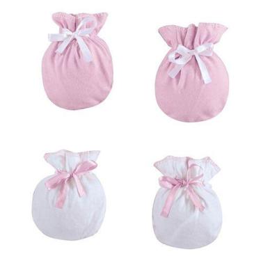 Imagem de Luvinhas Macia Seguras Protege Recém Nascido Kit Com 2 Pares Enxoval P