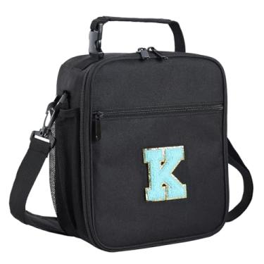 Imagem de ELEFOCUS Lancheira com isolamento inicial para trabalho feminino/masculino, lancheira personalizada com monograma com alça de ombro ajustável para adolescentes adultos/preparatório, presente de