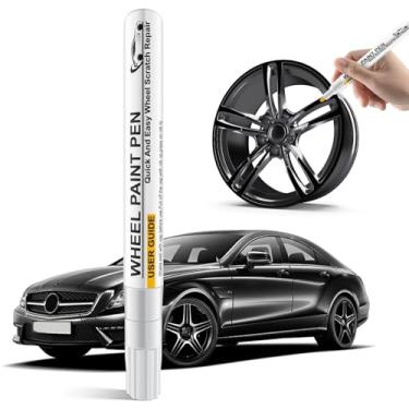 Imagem de Tinta de retoque de borda preta brilhante, kit de retoque de roda, caneta de pintura de aro de roda, caneta de reparo de arranhões de carro, reparos rápidos e fáceis para erupções cutâneas, arranhões