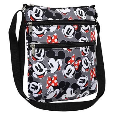 Imagem de Disney Bolsa transversal Mickey Minnie Ursinho Pooh com estampa completa passaporte viagem, Mickey Minnie cinza