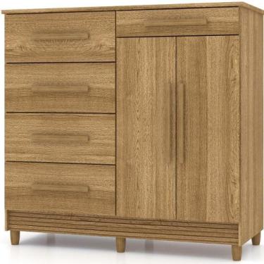 Imagem de Cômoda Sapateira Sirios 5 Gavetas 2 Portas Nature/brisa - VILA RICA