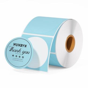 Imagem de Etiquetas adesivas térmicas MUNBYN Blue Circle 5 cm 750 folhas