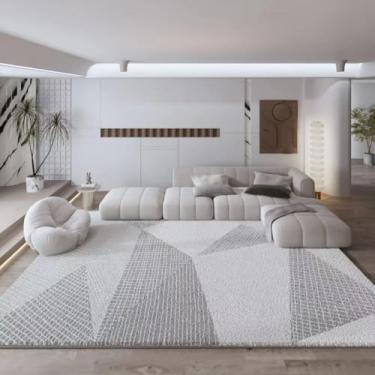 Imagem de Ldiuttu Tapete de área 90 x 150 cm Entrada Pequeno Tapete Lavável Antiderrapante para Sala de Estar Quarto Cozinha Tapete de Porta Interior Tapete Decorativo Linhas Modernas Cinza Geométrico