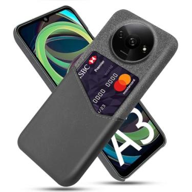 Imagem de Capa para Xiaomi Redmi A3 4G,Tela e tampa de couro PU,Antideslizante,360°cobertura completa à prova de choque com 1 slot de cartão atrás,Prevenção de queda-Gray