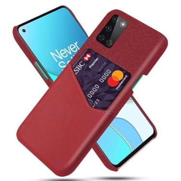 Imagem de Capa para Oneplus 8T,Tela e tampa de couro PU,Antideslizante,360°cobertura completa à prova de choque com 1 slot de cartão atrás,Prevenção de queda-Red
