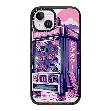 Imagem de CASETiFY Capa Impact MagSafe compatível com iPhone 14 - Máquina de venda automática retrô - Re/CASETiFY preto brilhante
