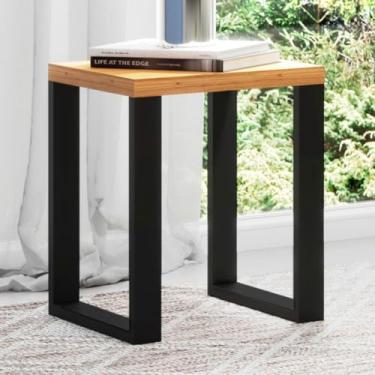 Imagem de Mesa de Canto Industrial 44 cm 100% MDF Dalla Costa Cor: Freijó/Preto Fosco