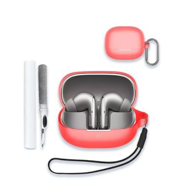 Imagem de Capa para xiaomi Buds 5 pro 2025 novo fone de ouvido aberto TWS, capa protetora de silicone macio portátil resistente a arranhões com kit de limpeza, mosquetão e cordão para xiaomi Buds 5 Pro