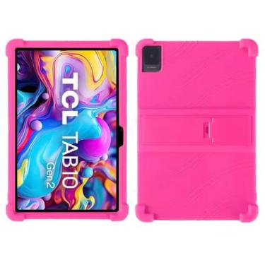 Imagem de Capa de silicone Thicken Cornors com suporte para TCL Tab 10 Gen 2 Case 8496G 10,4 polegadas Tablet PC protetor macio à prova de choque (rosa)