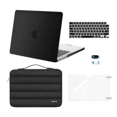 Imagem de MOSISO Compatível com MacBook Pro de 13 polegadas, capa M2 2024-2016, A2338, M1, A2251, A2289, A2159, A1989, A1708, A1706, capa rígida de plástico, bolsa de manga bufante e película de teclado, capa