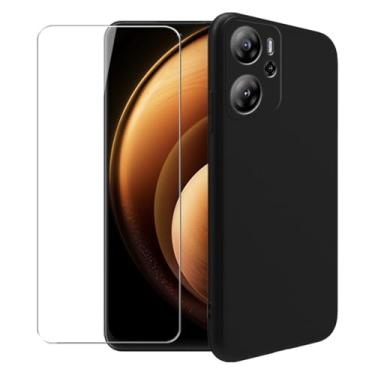 Imagem de WDMYLFTW Capa para Oscal Tiger 13 + película protetora de tela de vidro temperado - Capa protetora de TPU à prova de choque flexível de silicone transparente para Oscal Tiger 13 (preto)