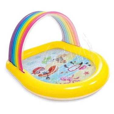 Imagem de Piscina Inflável Infantil com Jatos Arco Iris 84 Litros Intex