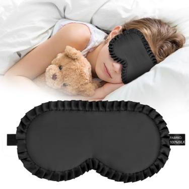 Imagem de Máscara de dormir infantil, máscara de olho 100% seda de amoreira verdadeira, máscara de dormir para crianças com faixa elástica ajustável, capa de olho com bloqueio suave e leve presente para meninos