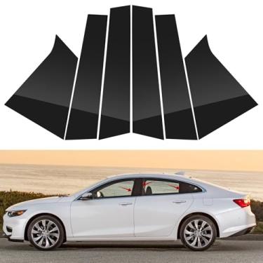 Imagem de LANZMYAN Kit de acabamento de janela B+C para janela de pilar compatível com Chevrolet, conjunto de adesivos de molduras de pilar de porta vinil adesivo decorativo para Malibu 2016-2021 (preto