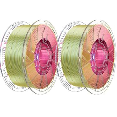 Imagem de Chitu Systems Filamento PLA de seda tricolor Conjure, filamento vermelho, amarelo, azul, diâmetros de 1,75 ± 0,02 mm, filamento de impressora 3D 2 x 1 kg, pacote de 2 kg