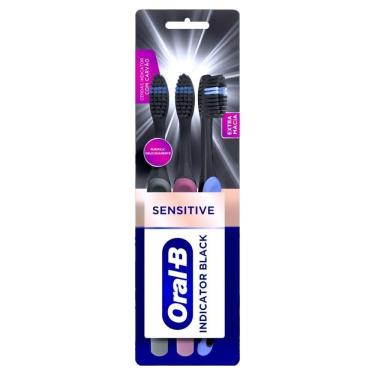 Imagem de Escova Oral B Indicator Black Sensitive - Embalagem com 3 Unidades