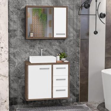 Imagem de Gabinete para Banheiro com Cuba de Sobrepor e Espelheira 60cm Turin - 