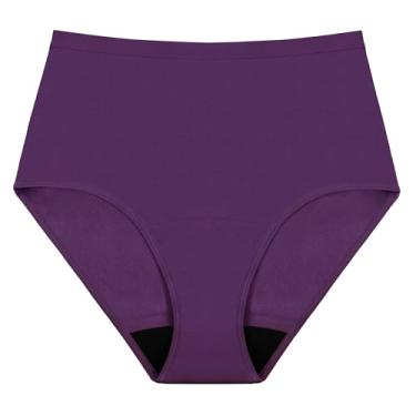 Imagem de AIRCUTE Roupa íntima lavável para incontinência urinária para mulheres, à prova de vazamento, absorvente de algodão, 60 ml, 1 pacote (roxo, GG)