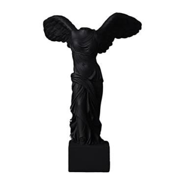 Imagem de KiBcsLic Estátua Da Deusa Grega Romana Alada de Samotrácia, Figura Branca, Presente, Escultura, Ruína Artesanal, Poliresina para Decoração de Casa, PRETO, 16,5x24,5cm